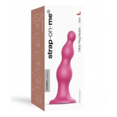 Розовая насадка Strap-On-Me Dildo Plug Beads size L - Strap-on-me - купить с доставкой в Благовещенске