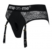 Черные трусики для насадок Diva Lingerie Harness - size S - Strap-on-me - купить с доставкой в Благовещенске