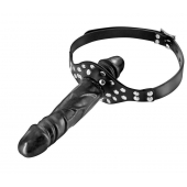 Черный кляп-фаллоимитатор Double Penis Gag - Fetish Tentation - купить с доставкой в Благовещенске