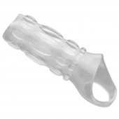 Насадка на пенис с кольцом для мошонки Clear Sensations Enhancer Sex Sleeve - 11,5 см. - XR Brands - в Благовещенске купить с доставкой