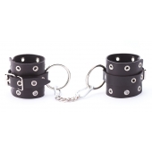 Черные кожаные наручники с люверсами - Crazy Handmade - купить с доставкой в Благовещенске
