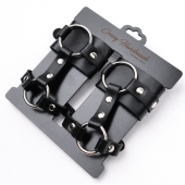 Черные наручники с креплением на кисть руки - Crazy Handmade - купить с доставкой в Благовещенске