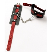 Черные оковы с красным декором и заклепками - Crazy Handmade - купить с доставкой в Благовещенске