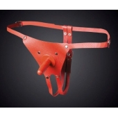 Красные кожаные универсальные трусики со штырьком для насадок - Sitabella - купить с доставкой в Благовещенске