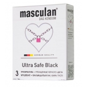 Ультрапрочные презервативы Masculan Ultra Safe Black - 3 шт. - Masculan - купить с доставкой в Благовещенске