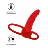 Красная насадка на пенис для двойного проникновения Black Red - 16,5 см. - ToyFa - купить с доставкой в Благовещенске