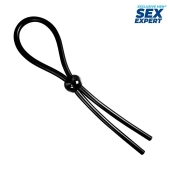 Черное силиконовое лассо с шариком для утяжки - Sex Expert - в Благовещенске купить с доставкой