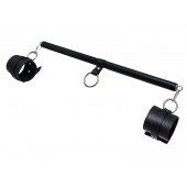 Черная распорка для ног с кожаными манжетами - Pecado - купить с доставкой в Благовещенске