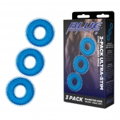 Комплект из трех голубых колец для эрекции 3-Pack Ultra-Stim Stretch Cock Rings - BlueLine - в Благовещенске купить с доставкой