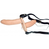 Телесный женский страпон с вагинальной пробкой Strap-On Duo - 15 см. - Orion - купить с доставкой в Благовещенске