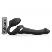 Черный безремневой страпон Multi Orgasm Size S с клиторальной стимуляцией - Strap-on-me - купить с доставкой в Благовещенске