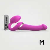 Ярко-розовый безремневой страпон Multi Orgasm Size M с клиторальной стимуляцией - Strap-on-me - купить с доставкой в Благовещенске