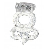 Прозрачное эрекционное кольцо с вибратором  и подхватом - Toyfa Basic - в Благовещенске купить с доставкой