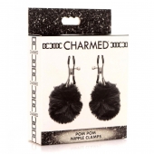 Зажимы для сосков с черным помпонами Pom Pom Nipple Clamps - XR Brands - купить с доставкой в Благовещенске