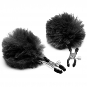 Зажимы для сосков с черным помпонами Pom Pom Nipple Clamps - XR Brands - купить с доставкой в Благовещенске