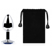 Анальное украшение BUTT PLUG  Small с синим кристаллом - 7 см. - Anal Jewelry Plug - купить с доставкой в Благовещенске