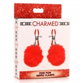 Красные зажимы на соски с помпонами Pom Pom - XR Brands - купить с доставкой в Благовещенске