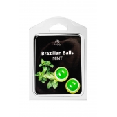 Набор из 2 шариков с массажным маслом Brazilian Balls с ароматом мяты - Secret Play - купить с доставкой в Благовещенске