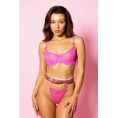 Эффектный розовый пояс из голографической эко-кожи - БДСМ Арсенал - купить с доставкой в Благовещенске