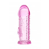 Розовая насадка на пенис с шипиками и коготком - 13,5 см. - A-toys - в Благовещенске купить с доставкой