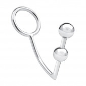 Кольцо на пенис с анальным стимулятором Two Bead Stainless Steel Anal Hook   Cock Ring - BlueLine - в Благовещенске купить с доставкой