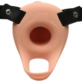 Телесный полый страпон 2  Erection 28X Smooth Vibrating Silicone Penis Sheath - 16 см. - XR Brands - купить с доставкой в Благовещенске