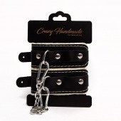 Черные скругленные наручники с мягкой бежевой подкладкой - Crazy Handmade - купить с доставкой в Благовещенске
