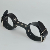 Черные кожаные наручники-фиксатор - Sitabella - купить с доставкой в Благовещенске