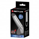 Прозрачная насадка на пенис с ребрышками и подхватом мошонки - Baile - в Благовещенске купить с доставкой