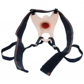 Телесный полый страпон на ремешках - 16,5 см. - Boys of Toys - купить с доставкой в Благовещенске