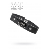 Черный чокер-ошейник со связанными кольцами на подложке - Pecado - купить с доставкой в Благовещенске