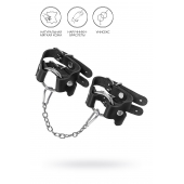 Черные кожаные наручники-браслеты из двух ремешков - Pecado - купить с доставкой в Благовещенске