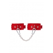 Красные кожаные узкие оковы со скруглёнными углами - Pecado - купить с доставкой в Благовещенске