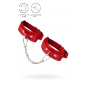 Красные кожаные узкие оковы со скруглёнными углами - Pecado - купить с доставкой в Благовещенске