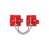 Красные мягкие кожаные наручники с люверсами - Pecado - купить с доставкой в Благовещенске