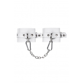 Белые мягкие кожаные наручники с люверсами - Pecado - купить с доставкой в Благовещенске