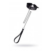 Кожаный двухслойный ошейник с красной строчкой и поводком - Pecado - купить с доставкой в Благовещенске