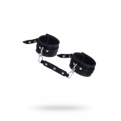 Черные двухслойные кожаные оковы с белой строчкой - Pecado - купить с доставкой в Благовещенске