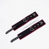 Черно-красные оковы с красной строчкой Sex - Crazy Handmade - купить с доставкой в Благовещенске