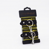 Черно-желтые кожаные наручники с жёлтой строчкой - Crazy Handmade - купить с доставкой в Благовещенске