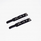 Черные кожаные наручники с регулируемыми ремешками - Crazy Handmade - купить с доставкой в Благовещенске