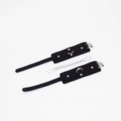 Черные кожаные оковы с хромированной фурнитурой - Crazy Handmade - купить с доставкой в Благовещенске