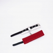 Бело-красные кожаные наручники - Crazy Handmade - купить с доставкой в Благовещенске