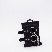 Черные кожаные оковы с кольцом - Crazy Handmade - купить с доставкой в Благовещенске