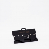 Черный однослойный кожаный ошейник с имитацией воротничка - Crazy Handmade - купить с доставкой в Благовещенске