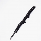 Черный однослойный кожаный ошейник с имитацией воротничка - Crazy Handmade - купить с доставкой в Благовещенске