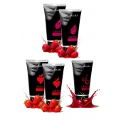 Набор из 5 съедобных лубрикантов JUJU (клубника х 2, малина х 2, вишня) - JuJu - купить с доставкой в Благовещенске