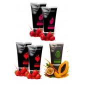 Набор из 5 съедобных лубрикантов JUJU (клубника х 2, малина х 2, тропические фрукты) - JuJu - купить с доставкой в Благовещенске
