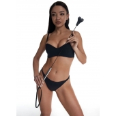 Стек с черным кожаным наконечником в виде сердца и металлической ручкой - 67 см. - Crazy Handmade - купить с доставкой в Благовещенске