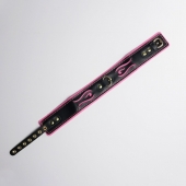 Черно-розовый ошейник с золотистой фурнитурой - Crazy Handmade - купить с доставкой в Благовещенске